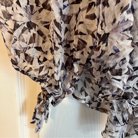 Caroline Constas Silk Smocked Elastic Cinched Ruffle Off Shoulder Top - Picture 3 of 7